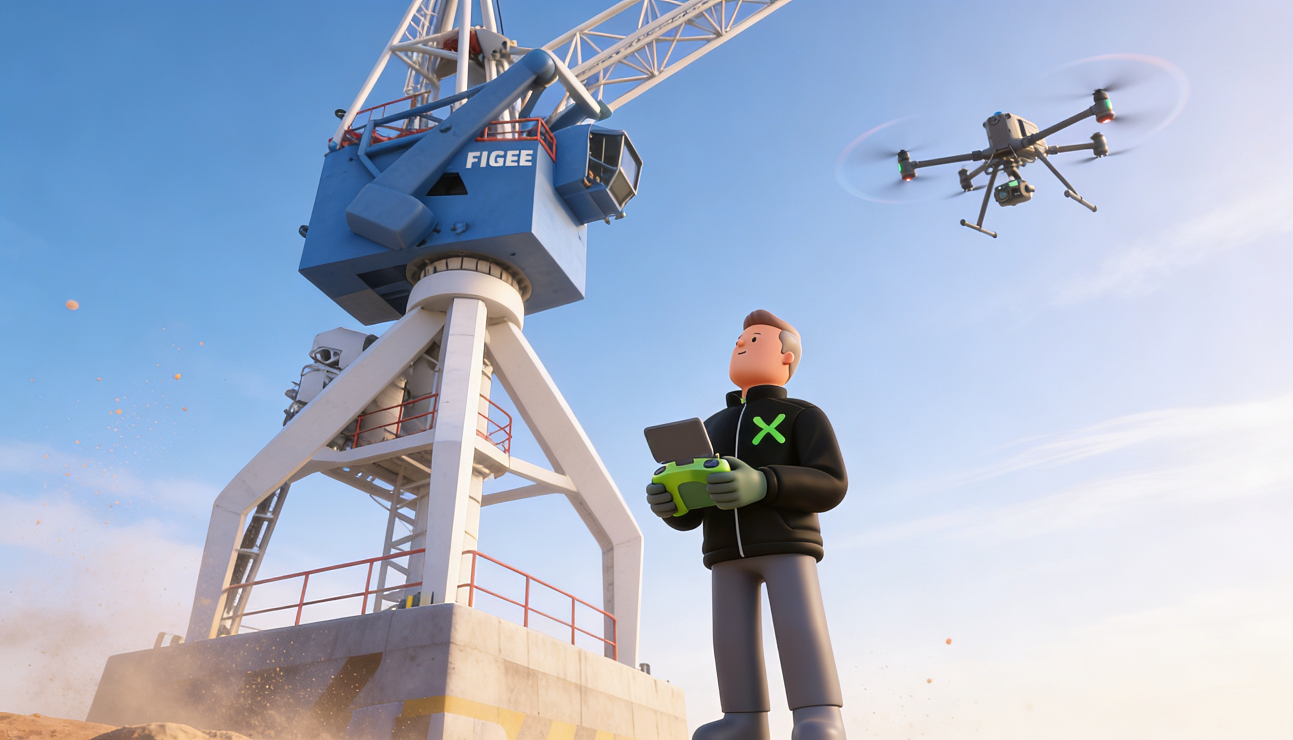 3D drone inspectie kraan
